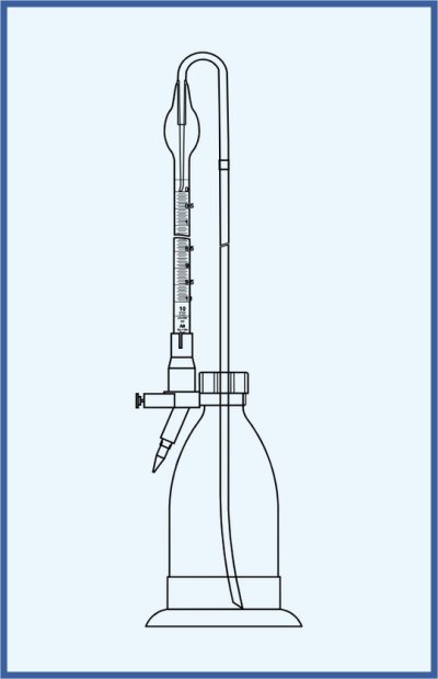 Automatische Bürette nach Schilling - mit Zubehör - mit Schellbach Streifen, mit Zubehör, Flasche 500 ml