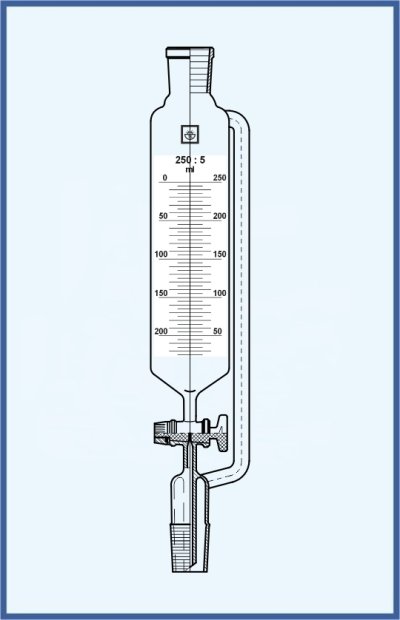 Tropftrichter zylindrisch - mit NS Glashahn und Druckausgleichsrohr