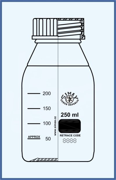 Laborflaschen nach DIN - mit blauer Kappe resistent bis 140 °C, Gewinde GL 45 - Klarglas