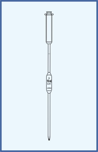 Pipette - Vollpipette, erweiterte Ausführung mit einer Marke, Klasse AS, mit Kolben