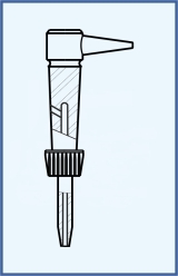 Hahnküken - seitlich, mit der Spitze, PTFE, inkl. O Ring, Mutter und Unterlegscheibe